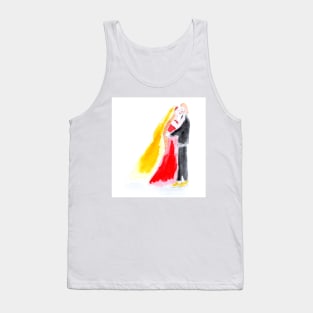 Valentine's Day, wedding, kiss, bride and groom, couple, love, pair, illustration, watercolor, Tank Top